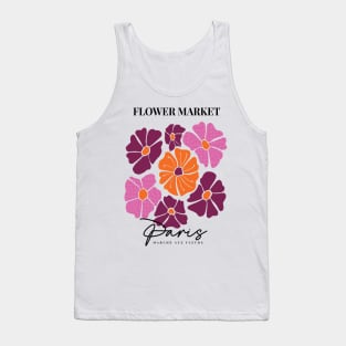 Flower market Le Marché aux Fleurs Paris with pink check pattern florals on pale pink background Tank Top